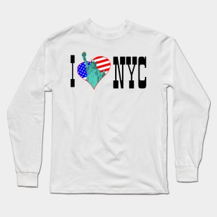 Statue of Liberty in the heart and I love NYC Long Sleeve T-Shirt